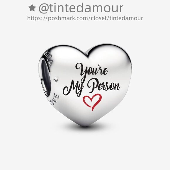 Pandora Engravable You're My Person Heart Charm|Pendant - Picture 1 of 2